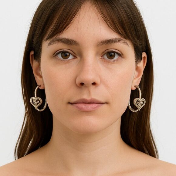 Vintage Avon Pierced Earrings Filigree Heart Silver Birthday Gift 1.5 in drop - Picture 2 of 11